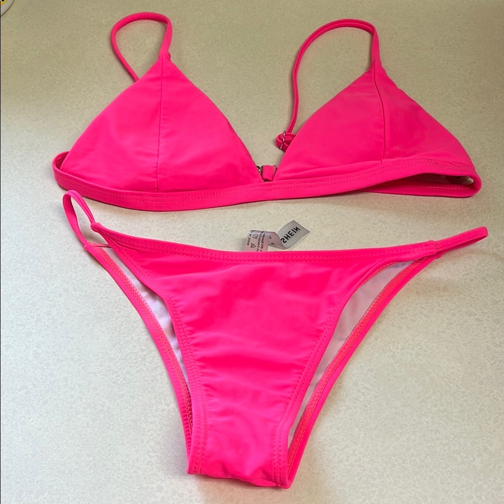 SHEIN Pink Bikini Set Minimalist Swimwear